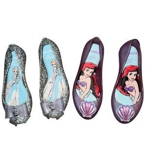 Bundle of Mini Melissa frozen Elsa & little mermaid Ariel flats